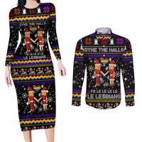 LGBT Lesbians Christmas Couples Matching Long Sleeve Bodycon Dress and Long Sleeve Button Shirt Xmas Holiday Patterns - Wonder Print Shop