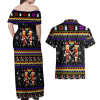 LGBT Lesbians Christmas Couples Matching Off Shoulder Maxi Dress and Hawaiian Shirt Xmas Holiday Patterns - Wonder Print Shop