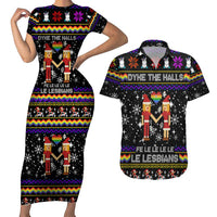 LGBT Lesbians Christmas Couples Matching Short Sleeve Bodycon Dress and Hawaiian Shirt Xmas Holiday Patterns - Wonder Print Shop