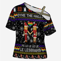 LGBT Lesbians Christmas Cross Shoulder Shirt Xmas Holiday Patterns - Wonder Print Shop