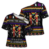 LGBT Lesbians Christmas Cross Shoulder Shirt Xmas Holiday Patterns - Wonder Print Shop