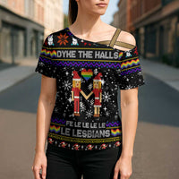 LGBT Lesbians Christmas Cross Shoulder Shirt Xmas Holiday Patterns - Wonder Print Shop