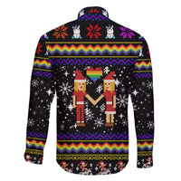 LGBT Lesbians Christmas Family Matching Off The Shoulder Long Sleeve Dress and Hawaiian Shirt Xmas Holiday Patterns - Wonder Print Shop