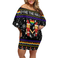 LGBT Lesbians Christmas Family Matching Off Shoulder Short Dress and Hawaiian Shirt Xmas Holiday Patterns - Wonder Print Shop