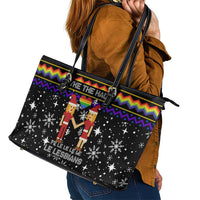 LGBT Lesbians Christmas Leather Tote Bag Xmas Holiday Patterns - Wonder Print Shop