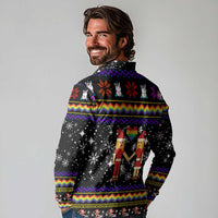 LGBT Lesbians Christmas Long Sleeve Polo Shirt Xmas Holiday Patterns - Wonder Print Shop