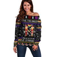 LGBT Lesbians Christmas Off Shoulder Sweater Xmas Holiday Patterns - Wonder Print Shop