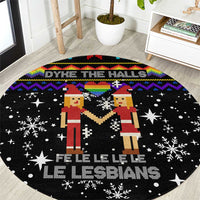 LGBT Lesbians Christmas Round Carpet Xmas Holiday Patterns - Wonder Print Shop