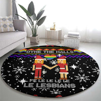 LGBT Lesbians Christmas Round Carpet Xmas Holiday Patterns - Wonder Print Shop