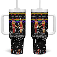 LGBT Lesbians Christmas Tumbler With Handle Xmas Holiday Patterns - Wonder Print Shop