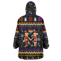 LGBT Lesbians Christmas Wearable Blanket Hoodie Xmas Holiday Patterns - Wonder Print Shop