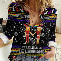 LGBT Lesbians Christmas Women Casual Shirt Xmas Holiday Patterns - Wonder Print Shop
