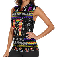 LGBT Lesbians Christmas Women Sleeveless Polo Shirt Xmas Holiday Patterns - Wonder Print Shop