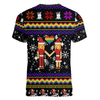 LGBT Lesbians Christmas Women V-Neck T-Shirt Xmas Holiday Patterns - Wonder Print Shop