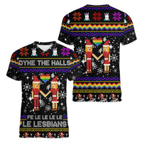 LGBT Lesbians Christmas Women V-Neck T-Shirt Xmas Holiday Patterns - Wonder Print Shop