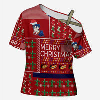 Louisiana Merry Christmas Cross Shoulder Shirt Xmas Holiday Patterns - Wonder Print Shop