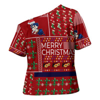 Louisiana Merry Christmas Cross Shoulder Shirt Xmas Holiday Patterns - Wonder Print Shop