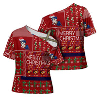 Louisiana Merry Christmas Cross Shoulder Shirt Xmas Holiday Patterns - Wonder Print Shop
