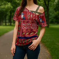 Louisiana Merry Christmas Cross Shoulder Shirt Xmas Holiday Patterns - Wonder Print Shop