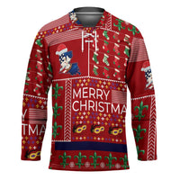 Louisiana Merry Christmas Hockey Jersey Xmas Holiday Patterns - Wonder Print Shop