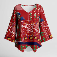 Louisiana Merry Christmas Kimono Sleeve Blouse Xmas Holiday Patterns - Wonder Print Shop