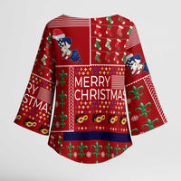 Louisiana Merry Christmas Kimono Sleeve Blouse Xmas Holiday Patterns - Wonder Print Shop