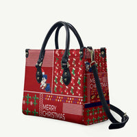 Louisiana Merry Christmas Leather Bag Xmas Holiday Patterns - Wonder Print Shop