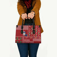 Louisiana Merry Christmas Leather Bag Xmas Holiday Patterns - Wonder Print Shop