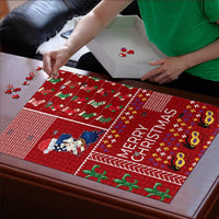 Louisiana Merry Christmas Puzzle Xmas Holiday Patterns - Wonder Print Shop