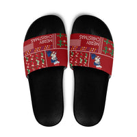 Louisiana Merry Christmas Slide Sandals Xmas Holiday Patterns - Wonder Print Shop