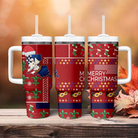 Louisiana Merry Christmas Tumbler With Handle Xmas Holiday Patterns - Wonder Print Shop