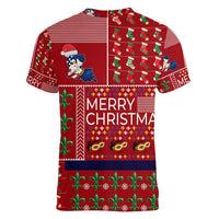 Louisiana Merry Christmas Women V-Neck T-Shirt Xmas Holiday Patterns - Wonder Print Shop