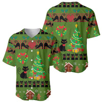 Love Black Cat Christmas Baseball Jersey Xmas Holiday Patterns - Wonder Print Shop