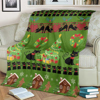 Love Black Cat Christmas Blanket Xmas Holiday Patterns - Wonder Print Shop