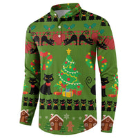 Love Black Cat Christmas Button Sweatshirt Xmas Holiday Patterns - Wonder Print Shop