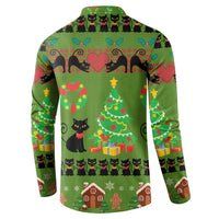 Love Black Cat Christmas Button Sweatshirt Xmas Holiday Patterns - Wonder Print Shop