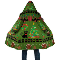 Love Black Cat Christmas Cloak Xmas Holiday Patterns - Wonder Print Shop