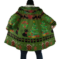 Love Black Cat Christmas Cloak Xmas Holiday Patterns - Wonder Print Shop