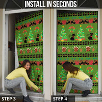 Love Black Cat Christmas Door Cover Xmas Holiday Patterns - Wonder Print Shop