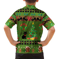 Love Black Cat Christmas Family Matching Long Sleeve Bodycon Dress and Hawaiian Shirt Xmas Holiday Patterns - Wonder Print Shop