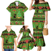 Love Black Cat Christmas Family Matching Mermaid Dress and Hawaiian Shirt Xmas Holiday Patterns - Wonder Print Shop