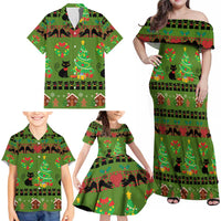 Love Black Cat Christmas Family Matching Off Shoulder Maxi Dress and Hawaiian Shirt Xmas Holiday Patterns - Wonder Print Shop