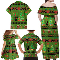 Love Black Cat Christmas Family Matching Off Shoulder Maxi Dress and Hawaiian Shirt Xmas Holiday Patterns - Wonder Print Shop