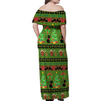 Love Black Cat Christmas Family Matching Off Shoulder Maxi Dress and Hawaiian Shirt Xmas Holiday Patterns - Wonder Print Shop