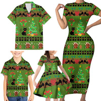 Love Black Cat Christmas Family Matching Short Sleeve Bodycon Dress and Hawaiian Shirt Xmas Holiday Patterns - Wonder Print Shop