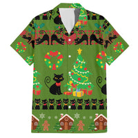 Love Black Cat Christmas Family Matching Short Sleeve Bodycon Dress and Hawaiian Shirt Xmas Holiday Patterns - Wonder Print Shop