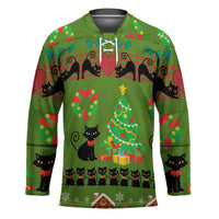 Love Black Cat Christmas Hockey Jersey Xmas Holiday Patterns - Wonder Print Shop