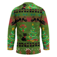 Love Black Cat Christmas Hockey Jersey Xmas Holiday Patterns - Wonder Print Shop