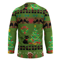 Love Black Cat Christmas Hockey Jersey Xmas Holiday Patterns - Wonder Print Shop