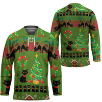 Love Black Cat Christmas Hockey Jersey Xmas Holiday Patterns - Wonder Print Shop